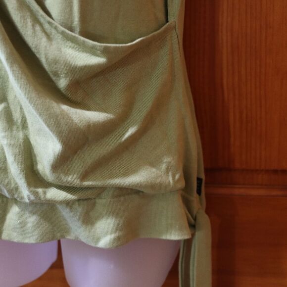 BCBG Maxazria Green Faux Wrap Tie Top XL Y2K - Picture 5 of 14